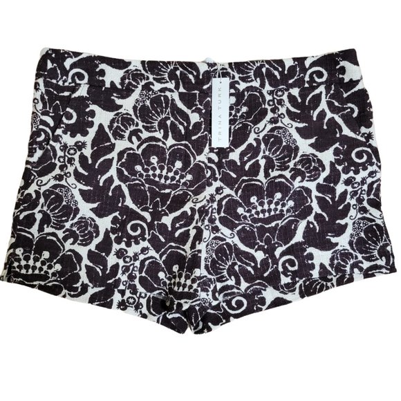 Trina Turk Pants - Trina Turk 12 Brown Cream Floral Shorts